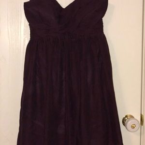 Midi dress maroon color strapless